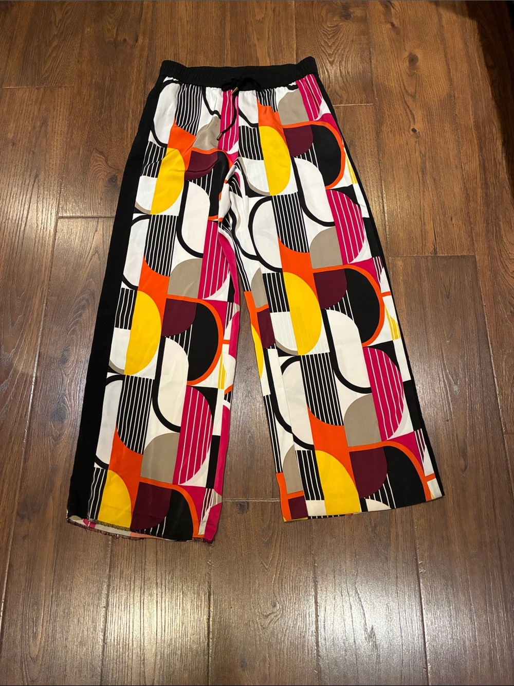 Karl Lagerfeld Bold Geo-Print Boot Cut Pants in Pink, Yellow & Orange